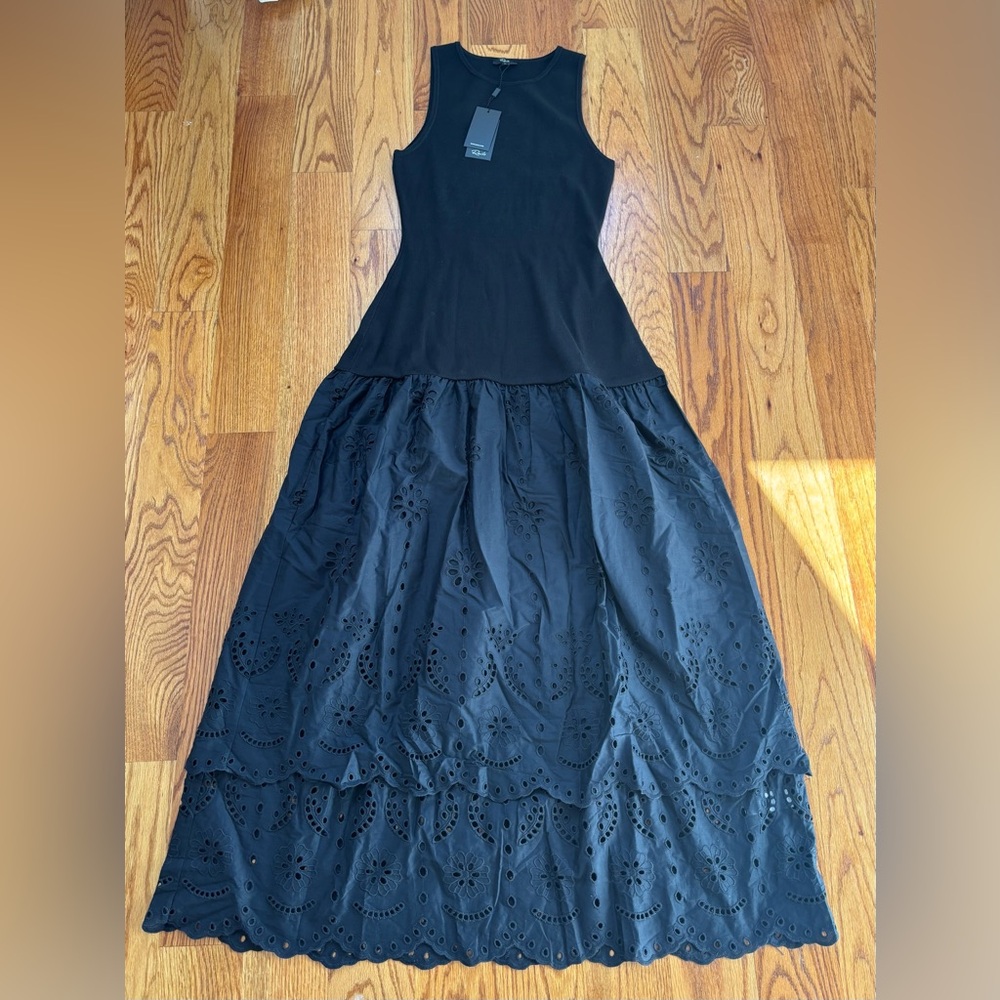 Rails Black Eyelet Lavina Embroidered Drop Waist Maxi Dress Women's size XL‎ - Picture 4 of 10